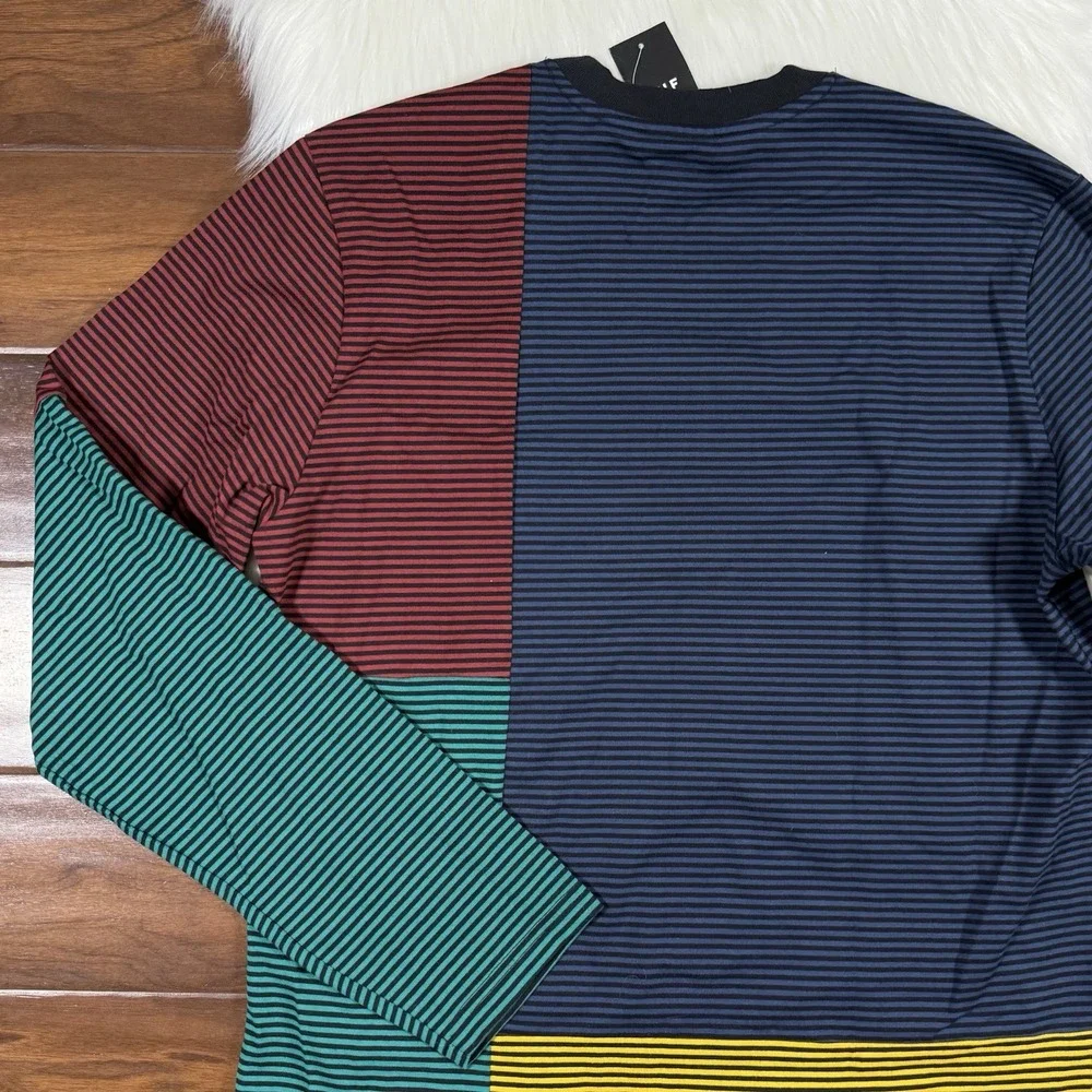 HUF Men's Size Large Striped Vilmos Long Sleeve‎ Knit Shirt